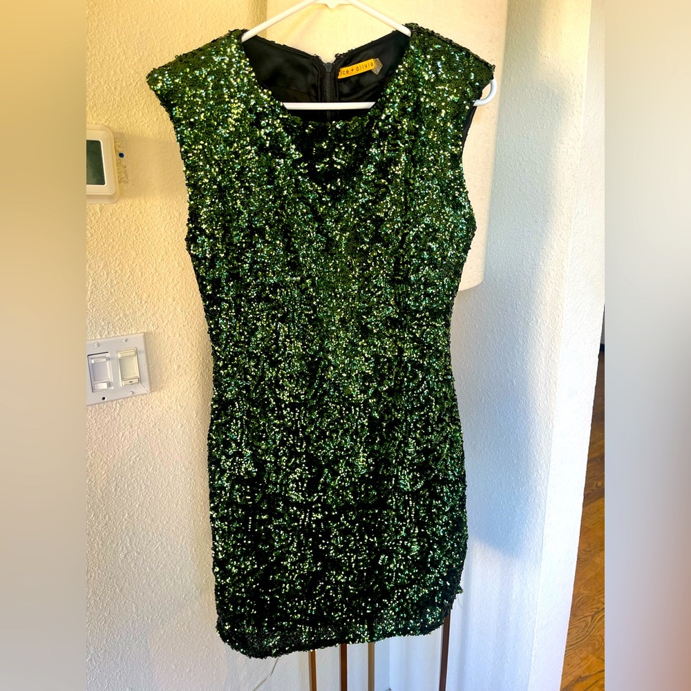 Incredible Alice + Olivia Green Sequin Dress! 🌟